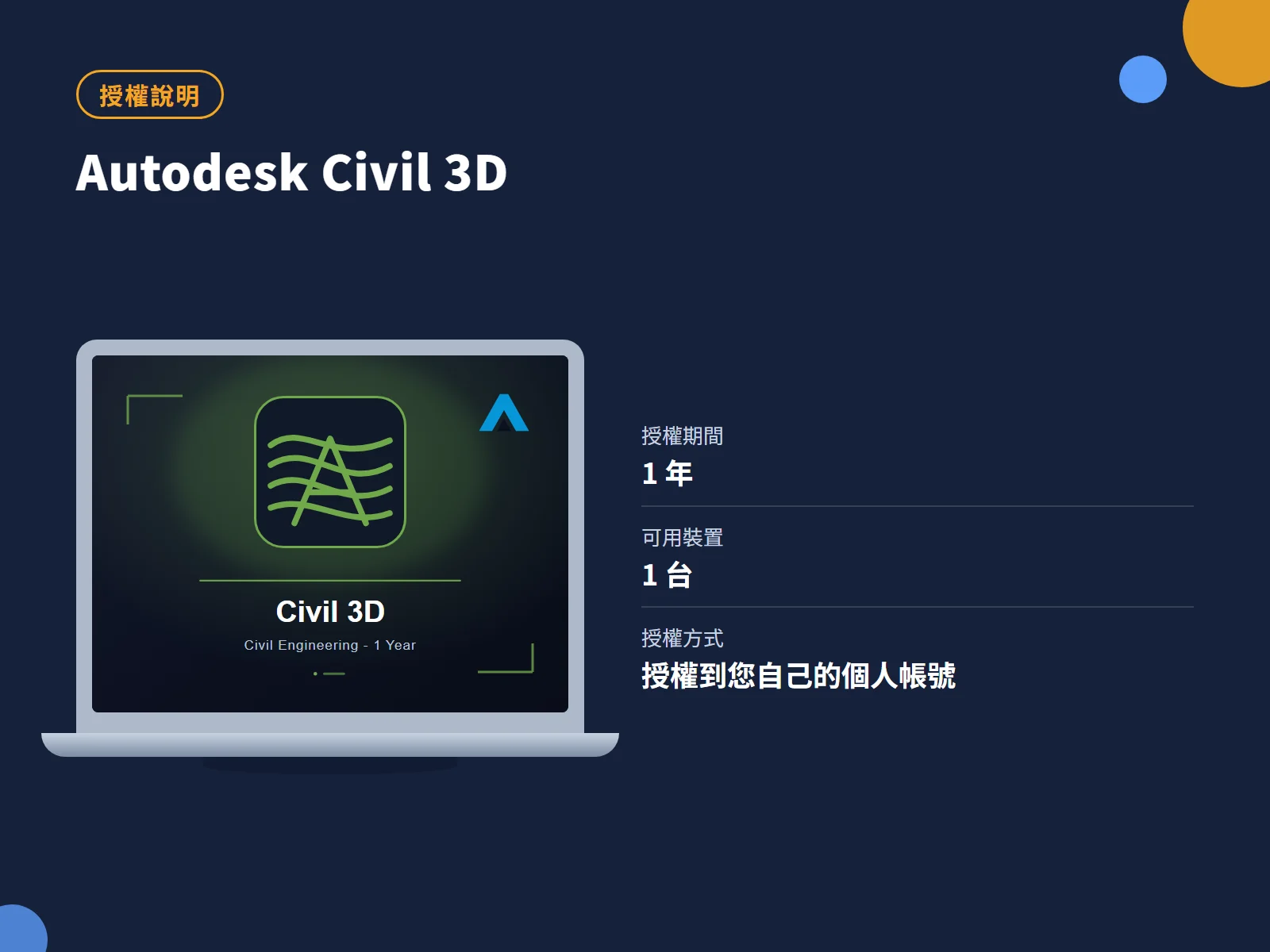 Autodesk Civil 3D 授權說明