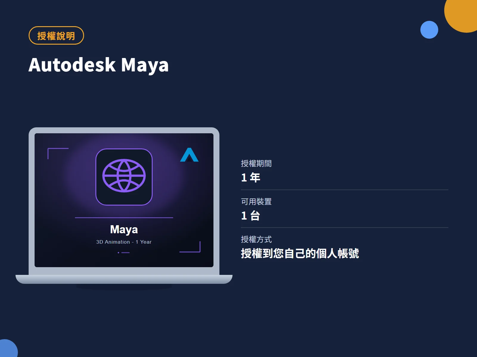 Autodesk Maya 授權說明