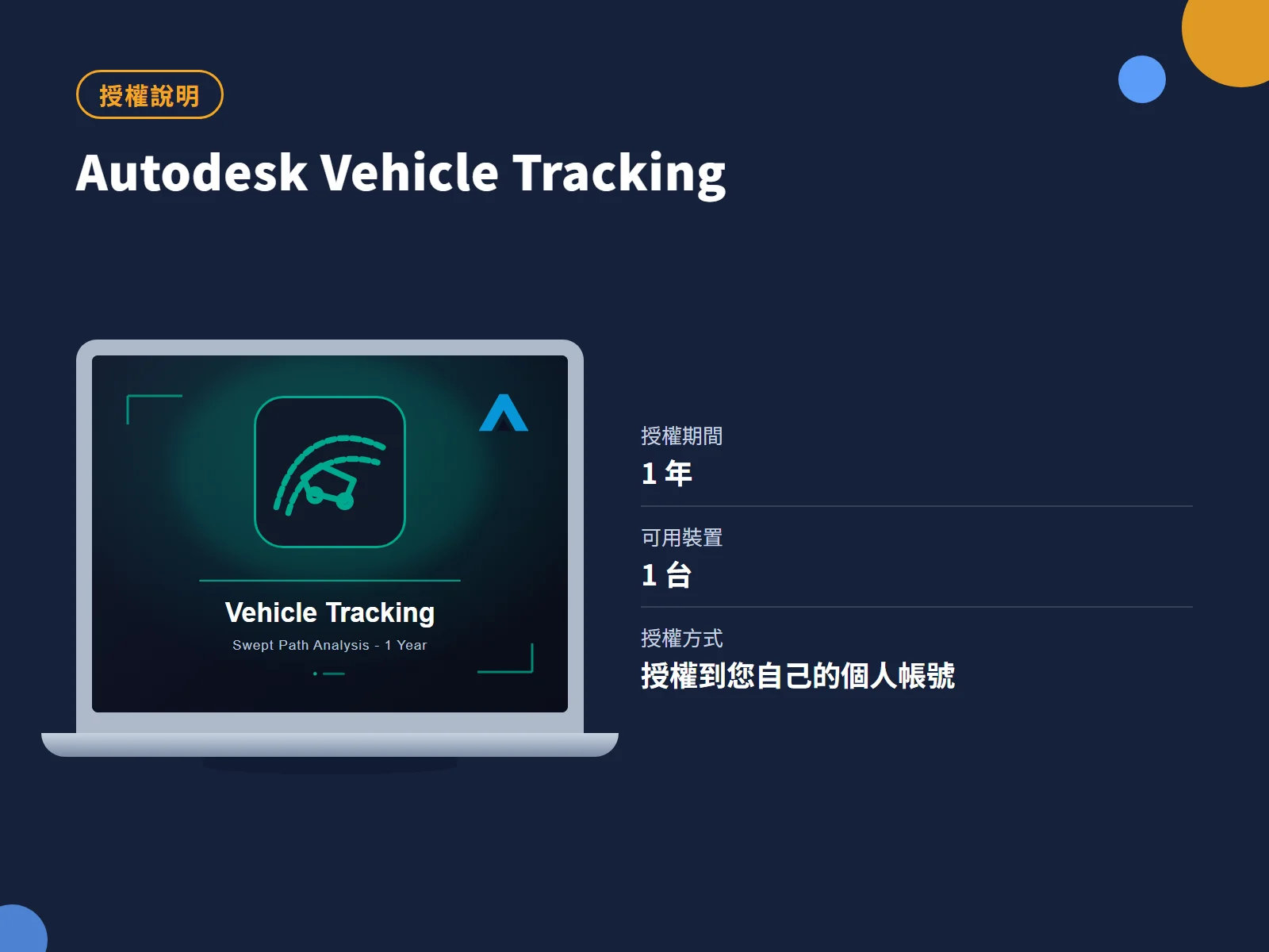 Autodesk Vehicle Tracking 授權說明