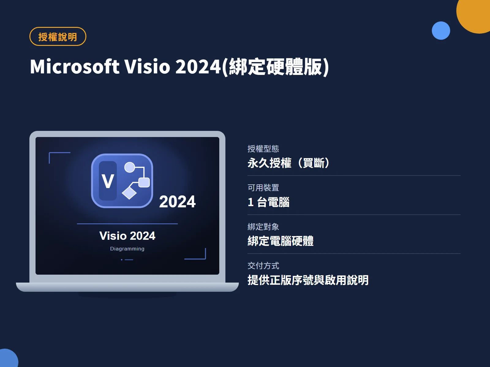 Microsoft Visio 2024(綁定硬體版) 授權說明